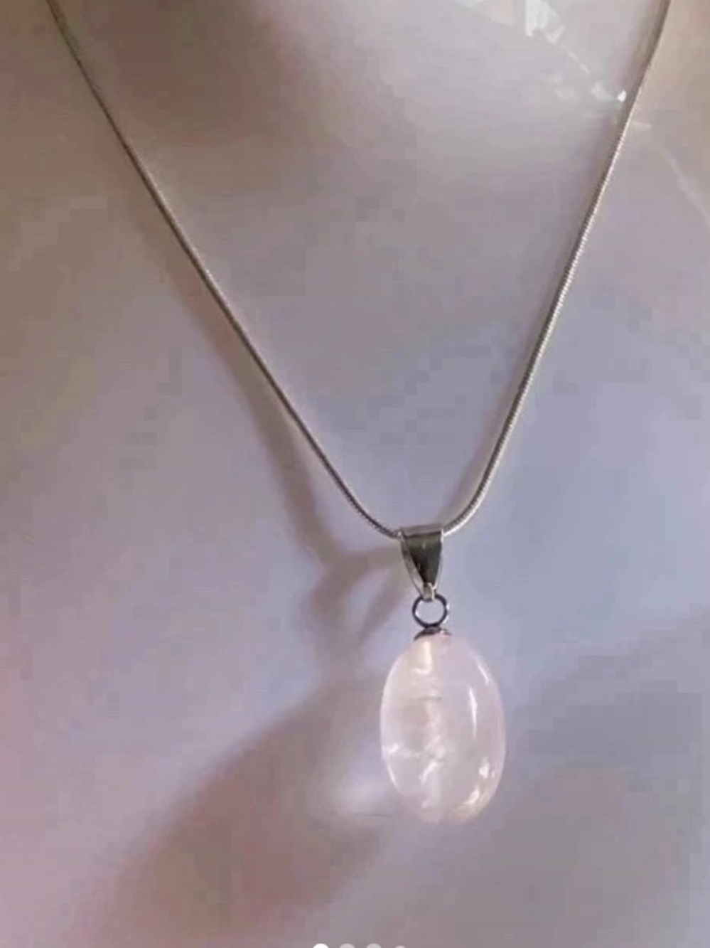Sterling Silver Rose Quartz Pendant Necklace - Pink